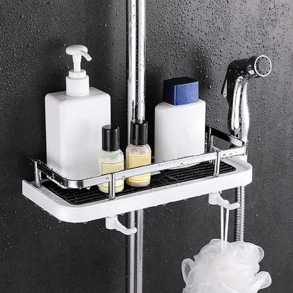 Skorter | Bathroom Shelf Caddy for Shower Rod, No Drilling Pole Shower Storage Shelf Holder