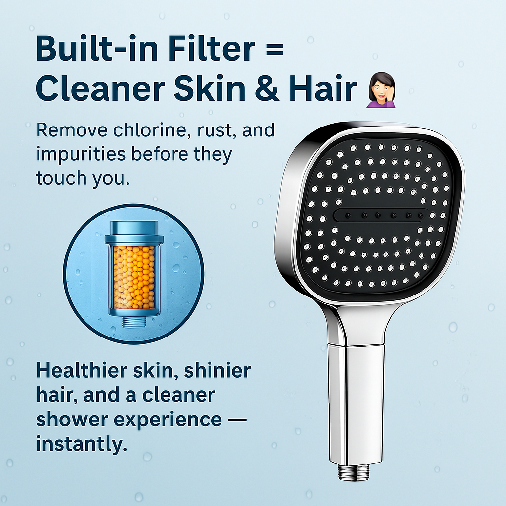 Skorter | High-Pressure Shower Head | Turbo-Boost Technology & Advanced Filtration for Healthier Skin and Hair