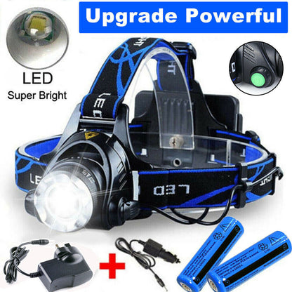 Skorter | 990000LM Rechargeable LED Headlamp Zoomable Flashlight Tactical Headlight Flashlight