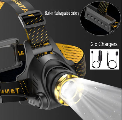 Skorter | 990000LM LED Headlamp Rechargeable Tactical Flashlight Zoom Head Flashlight