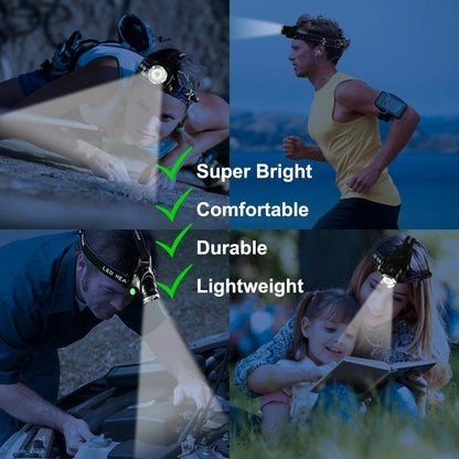 Skorter | 990000LM Rechargeable LED Headlamp Zoomable Flashlight Tactical Headlight Flashlight
