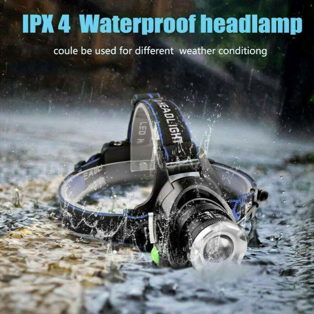 Skorter | 990000LM Rechargeable LED Headlamp Zoomable Flashlight Tactical Headlight Flashlight