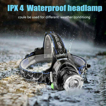 Skorter | 990000LM Rechargeable LED Headlamp Zoomable Flashlight Tactical Headlight Flashlight
