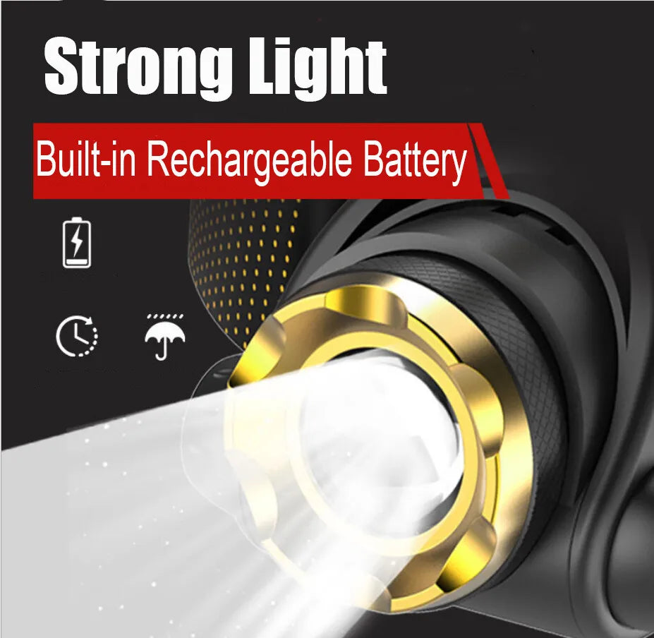 Skorter | 990000LM LED Headlamp Rechargeable Tactical Flashlight Zoom Head Flashlight
