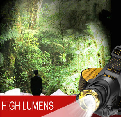 Skorter | 990000LM LED Headlamp Rechargeable Tactical Flashlight Zoom Head Flashlight