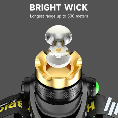 Skorter | 990000LM LED Headlamp Rechargeable Tactical Flashlight Zoom Head Flashlight