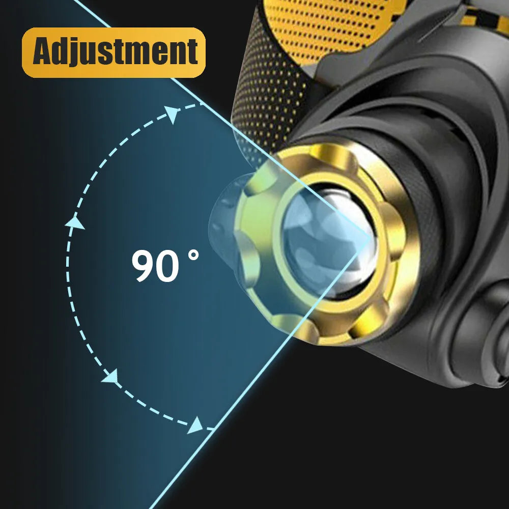 Skorter | 990000LM LED Headlamp Rechargeable Tactical Flashlight Zoom Head Flashlight