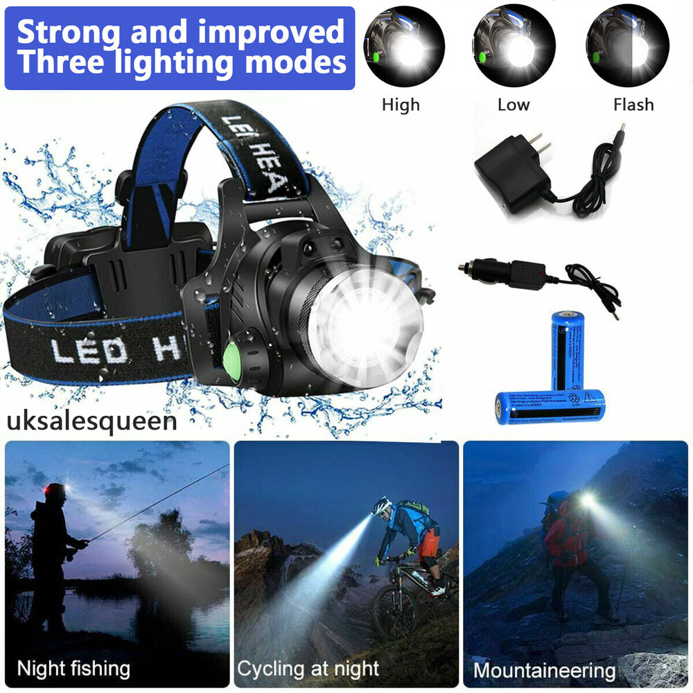 Skorter | 990000LM Rechargeable LED Headlamp Zoomable Flashlight Tactical Headlight Flashlight