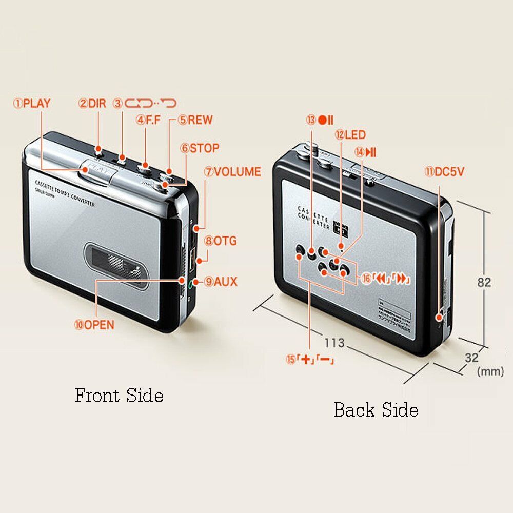 Skorter | Cassette-to-MP3 format converter - Save to USB flash drive - Music player