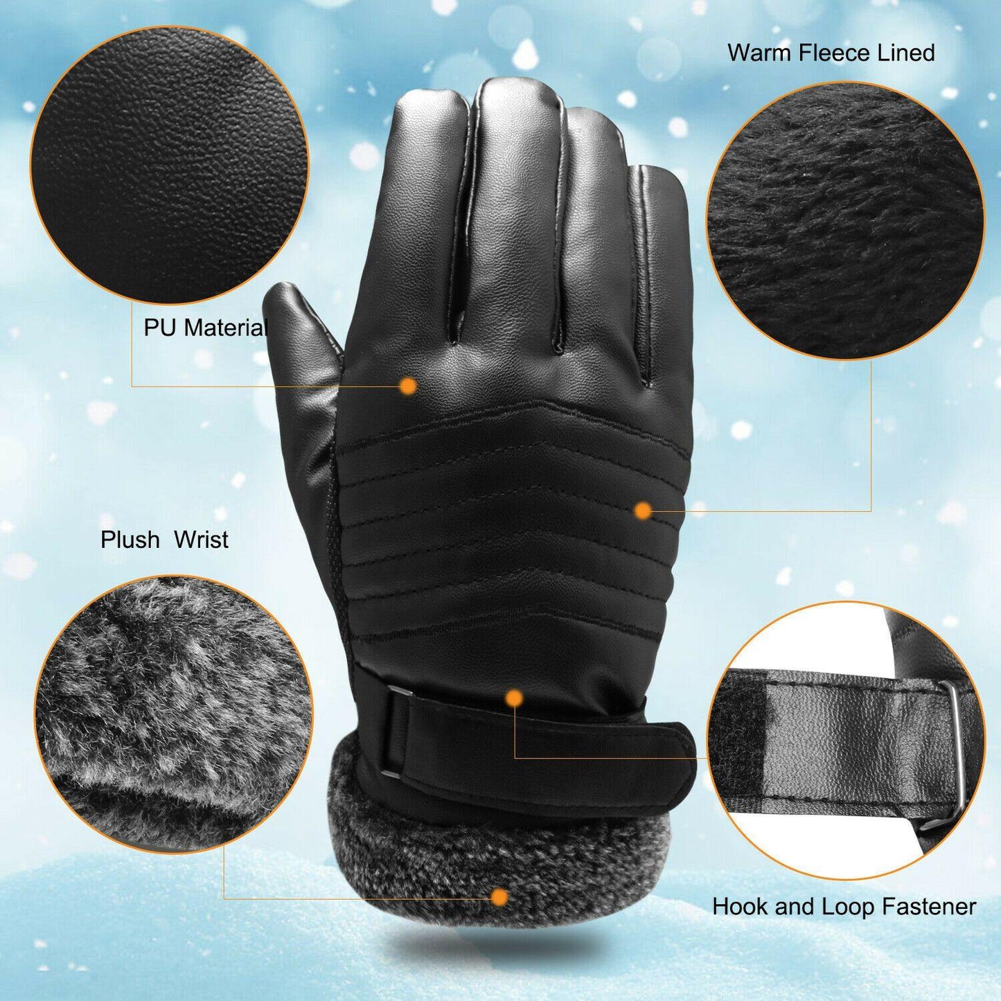 Skorter | -30℃ Waterproof, warm leather ski gloves for winter | Touchscreen compatible