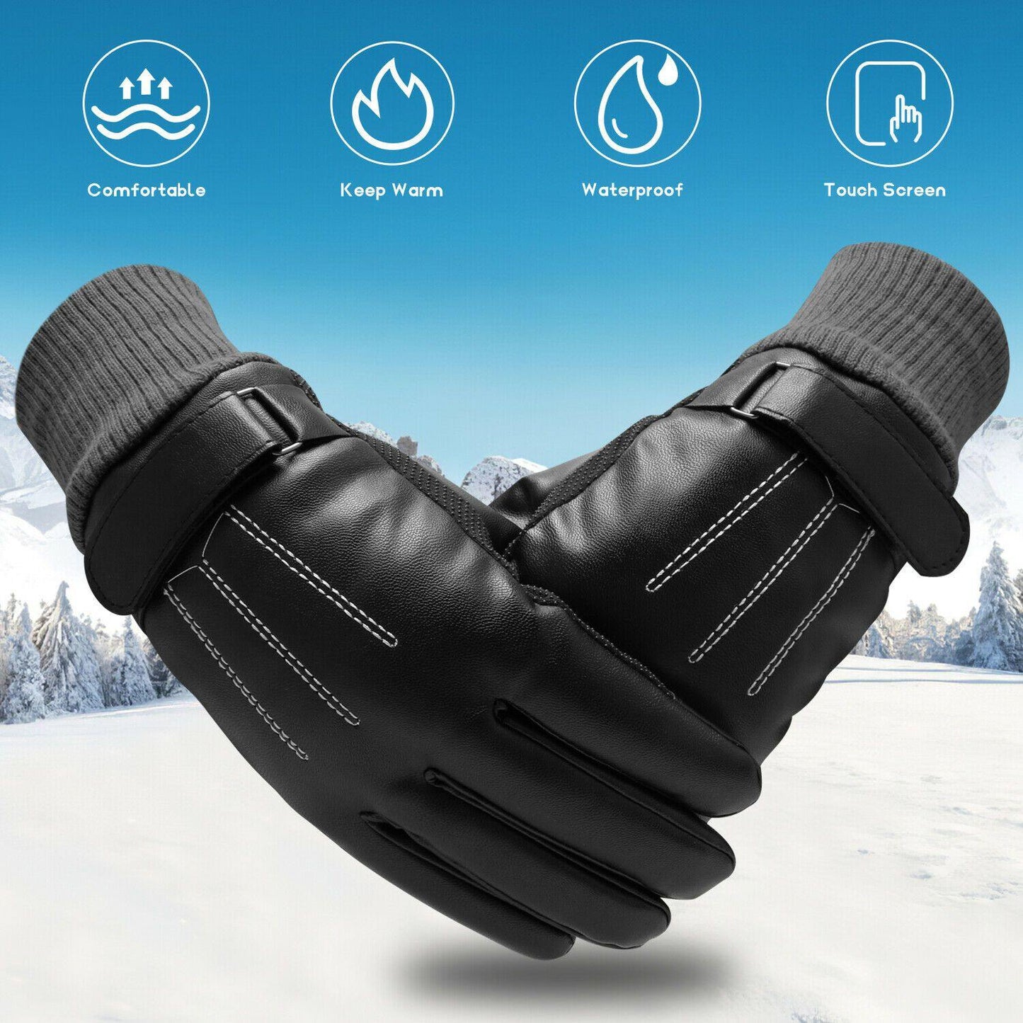 Skorter | -30℃ Waterproof, warm leather ski gloves for winter | Touchscreen compatible