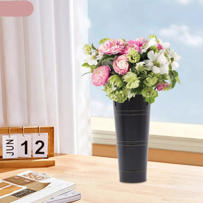 Skorter | Retro Iron Flower Bucket with Handles – Decorative Metal Flower Pot for Home