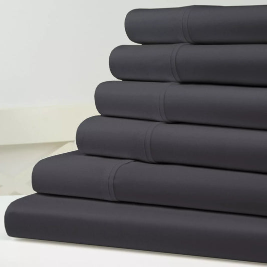 Skorter | 6-piece set: Kathy Ireland 1500 thread count bamboo cotton bedding set