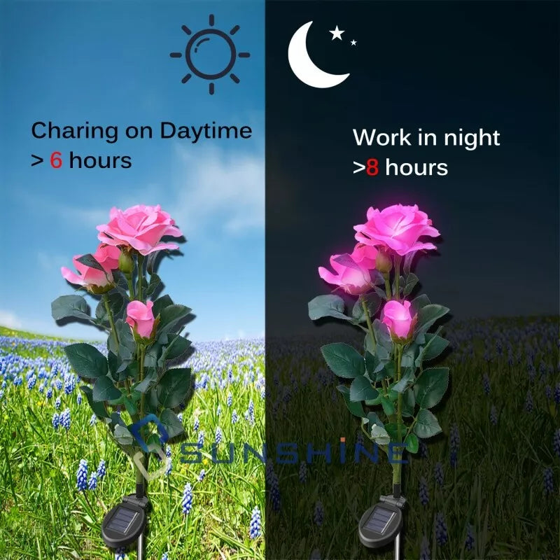 Skorter | Solar-powered rose lights – garden stakes with solar panel for decorative lighting