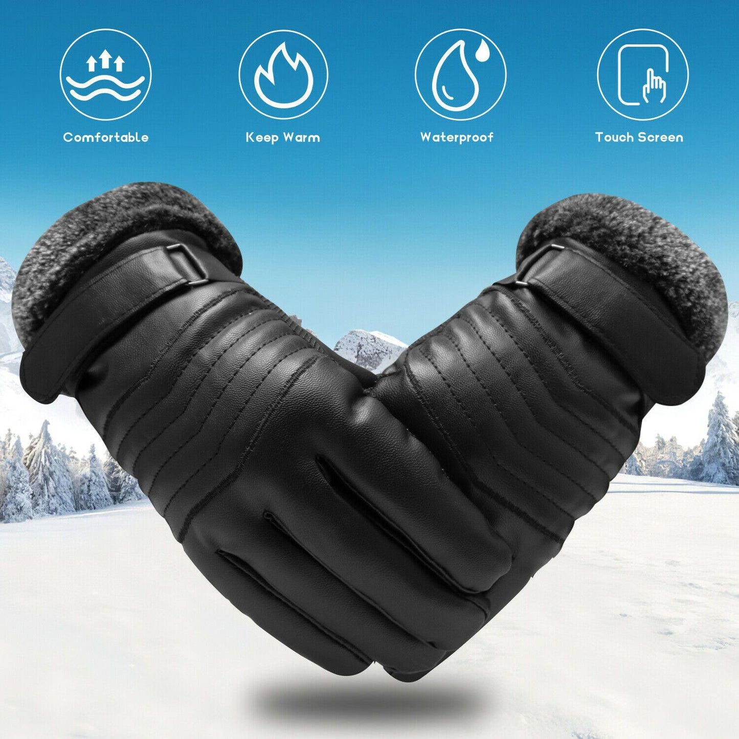 Skorter | -30℃ Waterproof, warm leather ski gloves for winter | Touchscreen compatible