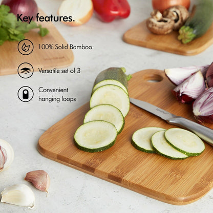 Skorter | Bamboo Cutting Board Set – 3-Piece Sustainable Cutting Boards for Kitchen