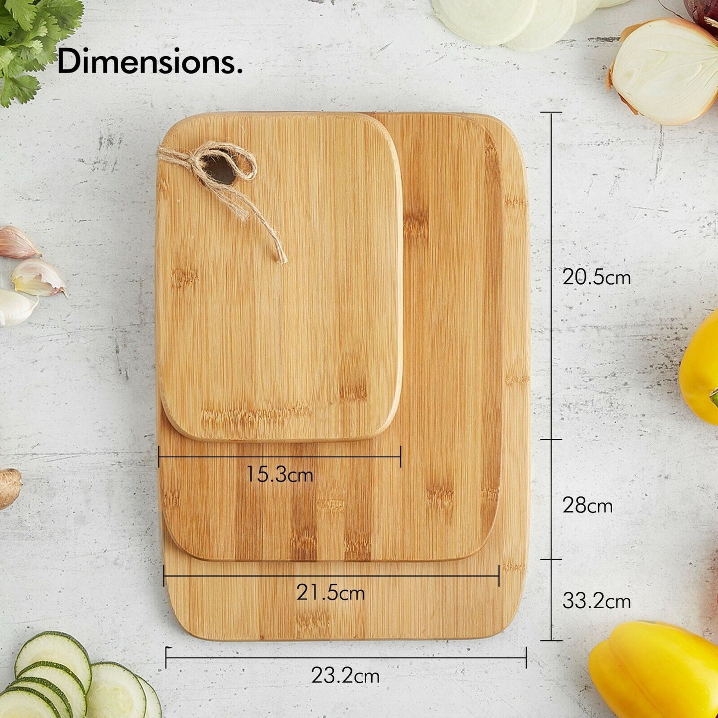 Skorter | Bamboo Cutting Board Set – 3-Piece Sustainable Cutting Boards for Kitchen