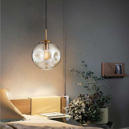 Skorter | Glass Spherical Pendant Light Fixture - Modern Hanging Lamp for Kitchen, Dining Room & Living Spaces