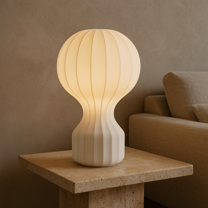 Skorter | Silka | Wabi Sabi Silk Table Lamp – Warm LED Light