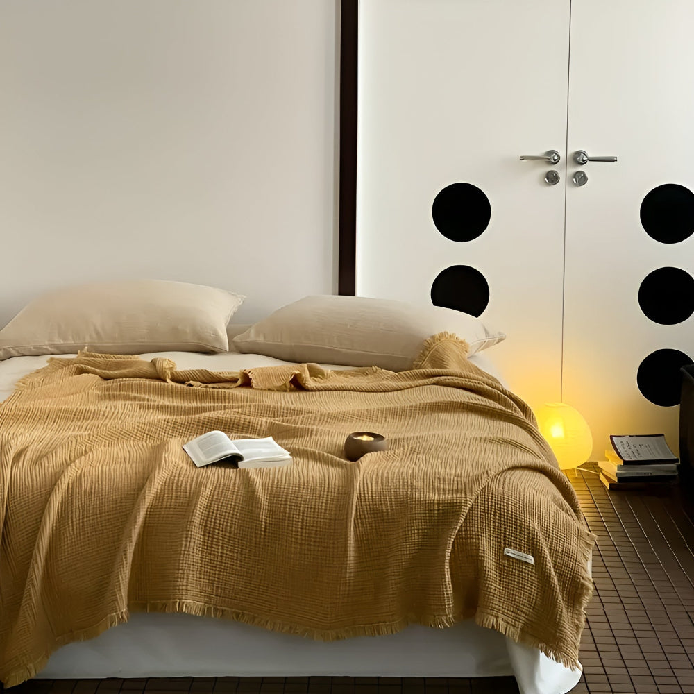 Skorter | Cotton Crinkle Tassel Blanket