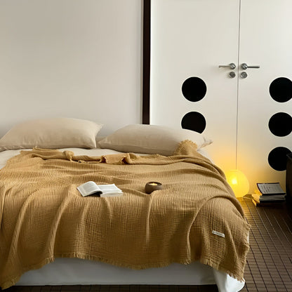 Skorter | Cotton Crinkle Tassel Blanket