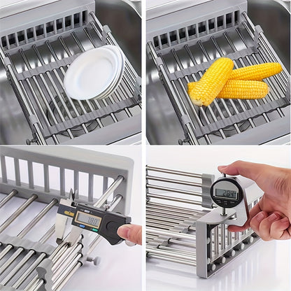 Skorter | Expandable Sink Draining Rack – Space-saving Dish and Vegetable Holder for the Kitchen