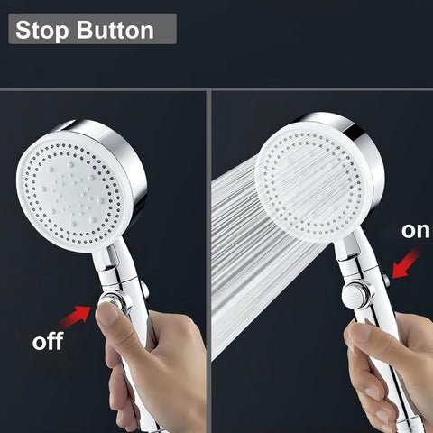 Skorter | 5-Mode Shower Head for Low Pressure | Stop Button for Easy Water Control