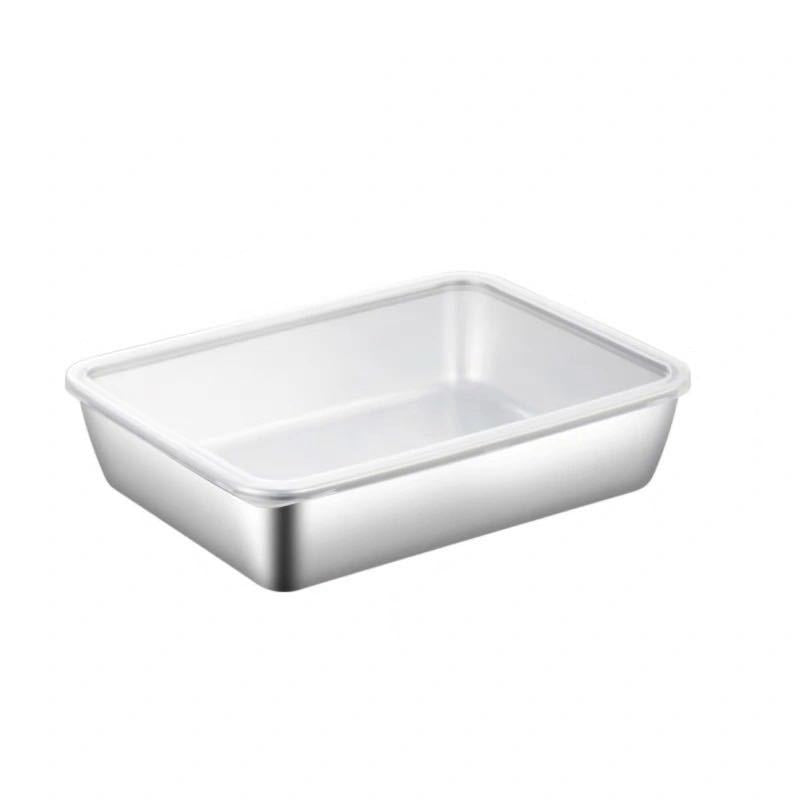 skorter | 304 Stainless Steel Square Plate with Lid Food Storage Container for the Kitchen