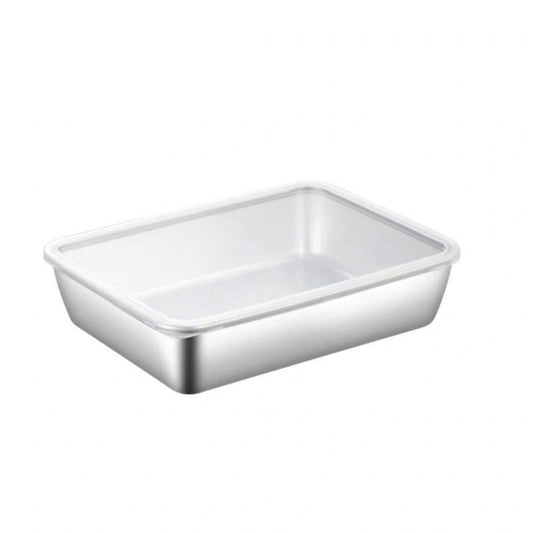 skorter | 304 Stainless Steel Square Plate with Lid Food Storage Container for the Kitchen