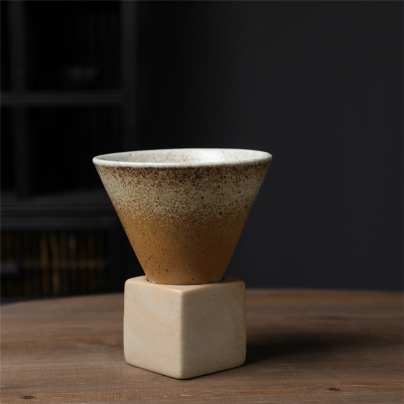 skorter | Coarse Ceramic Coffee Cup with Base Cone-Shaped Couture Cup & Base Set