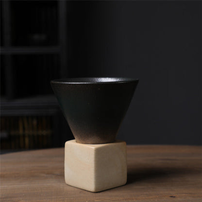 skorter | Coarse Ceramic Coffee Cup with Base Cone-Shaped Couture Cup & Base Set
