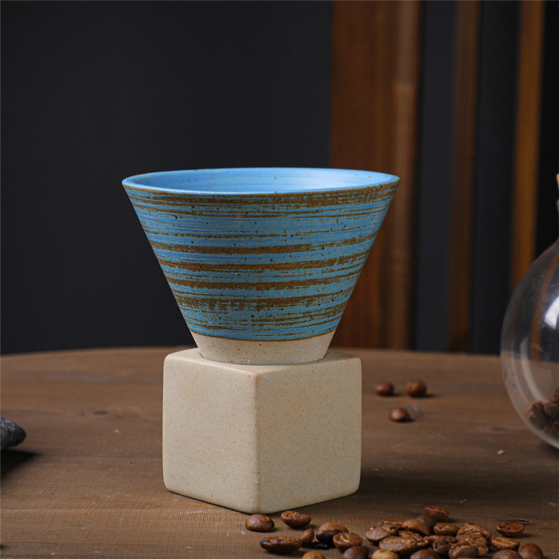 skorter | Coarse Ceramic Coffee Cup with Base Cone-Shaped Couture Cup & Base Set