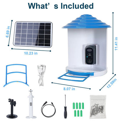 Skorter | Smart Bird Feeding Station with Solar-Powered Camera 1080P HD AI Identification PIR