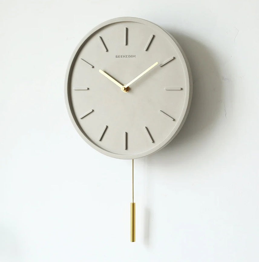 Skorter | Nordic Concrete Wall Clock with Metal Pendulum