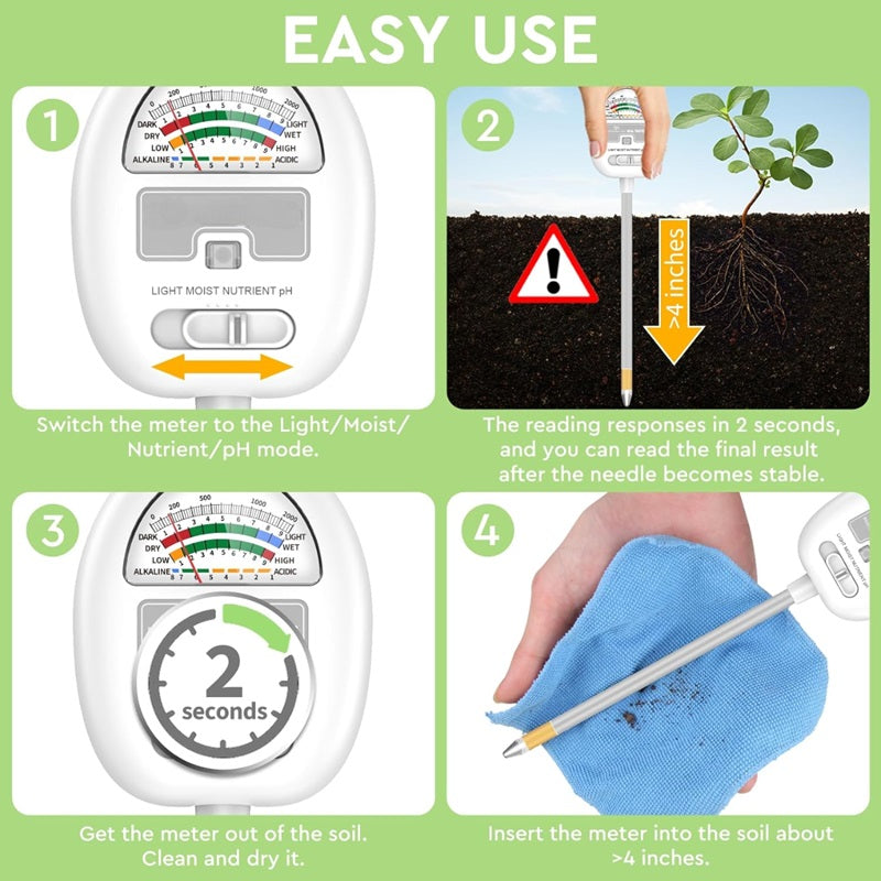 Skorter | 4-In-1 Smart Soil Meter for Precise Plant Care Monitoring