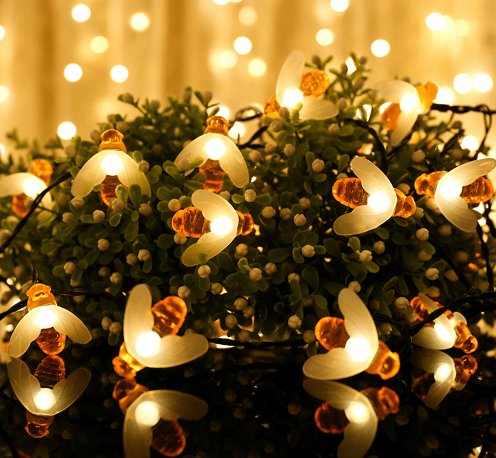 Skorter | Solar Honey Bee String Lights - Waterproof Lights for Garden, Christmas, Wedding, Party Outdoor Lighting