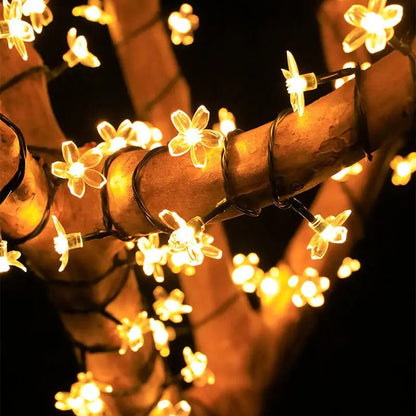 Skorter | Solar Cherry Blossom String Lights – Waterproof Fairy Lighting for Gardens, Weddings, Parties, & Christmas Décor