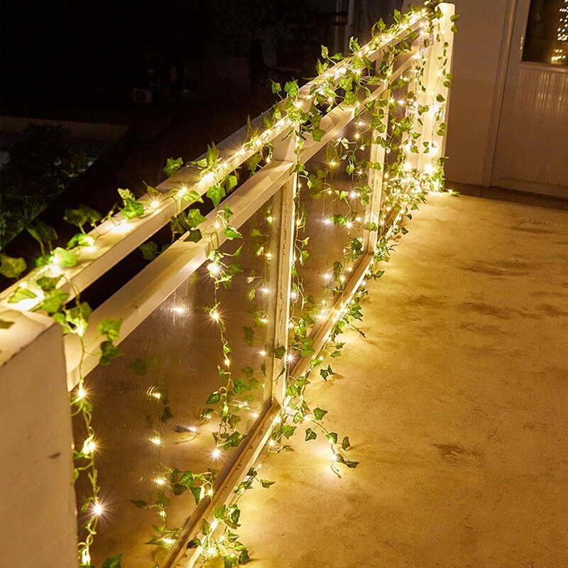 Skorter | IvyGlow Solar Light Chain Ivy | Waterproof | LED Mood Light for Garden & Balcony | Decor for Outdoor Areas