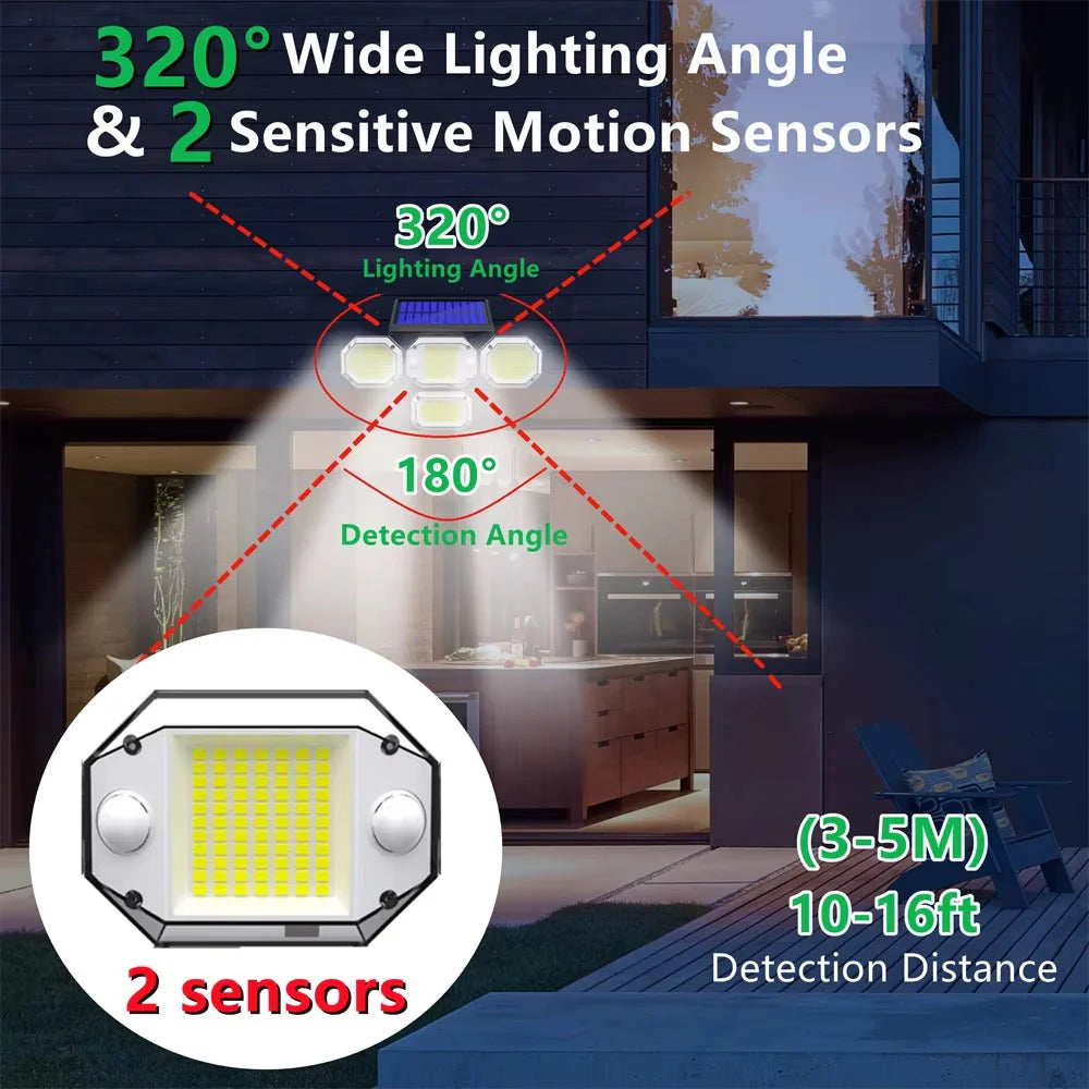Skorter | Sunlight Outdoor with Remote Control Double Motion Sensor Light 306/208 Led Wall Lamp IP65 Spotlight Outdoor Garage Lighting