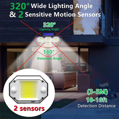 Skorter | Sunlight Outdoor with Remote Control Double Motion Sensor Light 306/208 Led Wall Lamp IP65 Spotlight Outdoor Garage Lighting