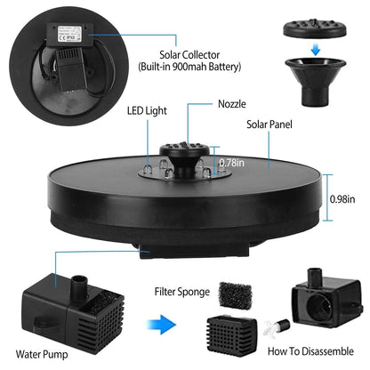 Skorter | Solar-powered fountain pump with LED lights