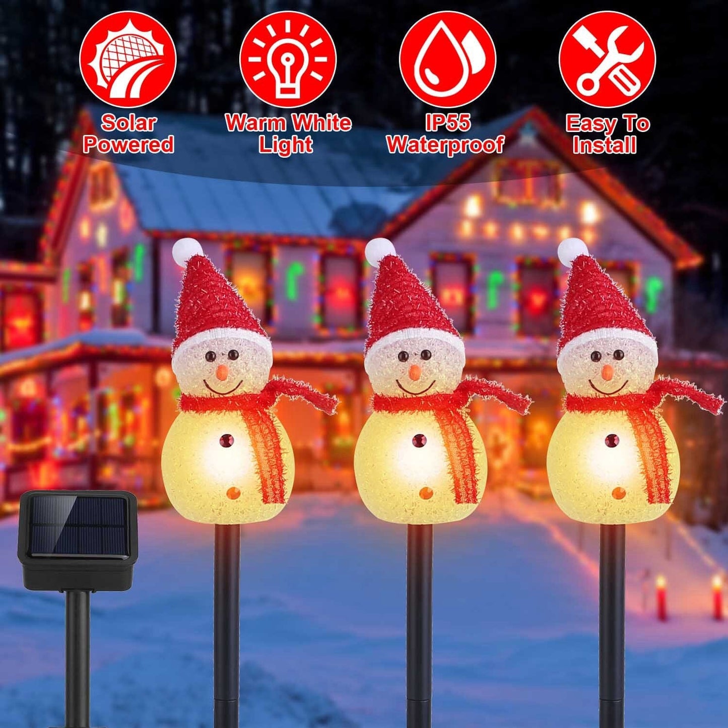 Skorter | Solar Energy Rated Lamp 3 Snowmen Garden Stake Light