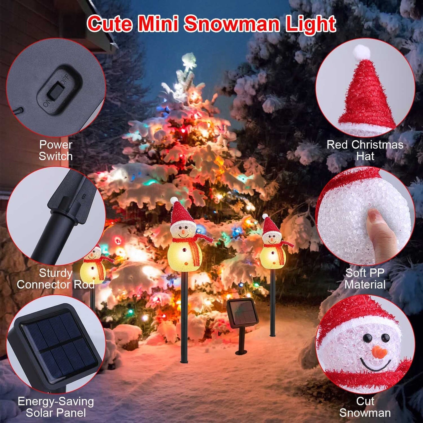 Skorter | Solar Energy Rated Lamp 3 Snowmen Garden Stake Light