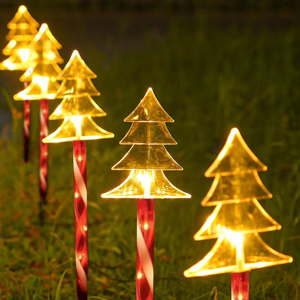 Skorter | Solar Snowflake Christmas Tree Garden Lights – 5pcs. Waterproof LED Stake Lights for Magical Outdoor Christmas Décor and Year-Round Lawn Illumination