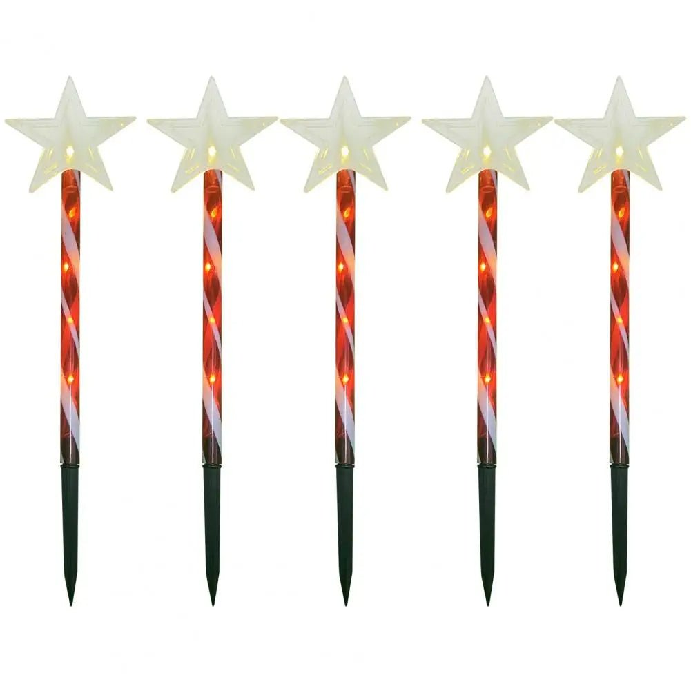 Skorter | Solar Snowflake Christmas Tree Garden Lights – 5pcs. Waterproof LED Stake Lights for Magical Outdoor Christmas Décor and Year-Round Lawn Illumination