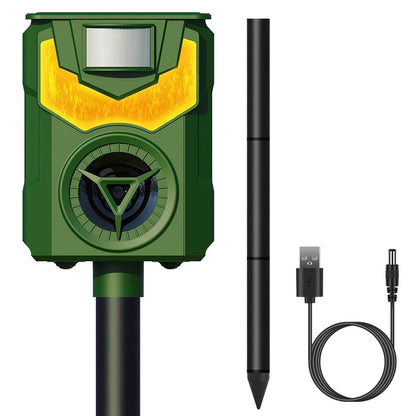 Skorter | Solar Ultrasonic Animal Repeller with Flame Light USB Charging Motion Sensor