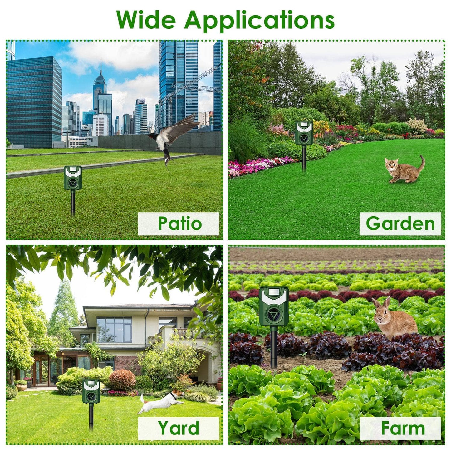 Skorter | Solar Ultrasonic Animal Repeller with Flame Light USB Charging Motion Sensor