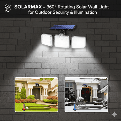 Skorter | SOLARMAX – 360° Rotating Triple Head Solar Security Wall Light