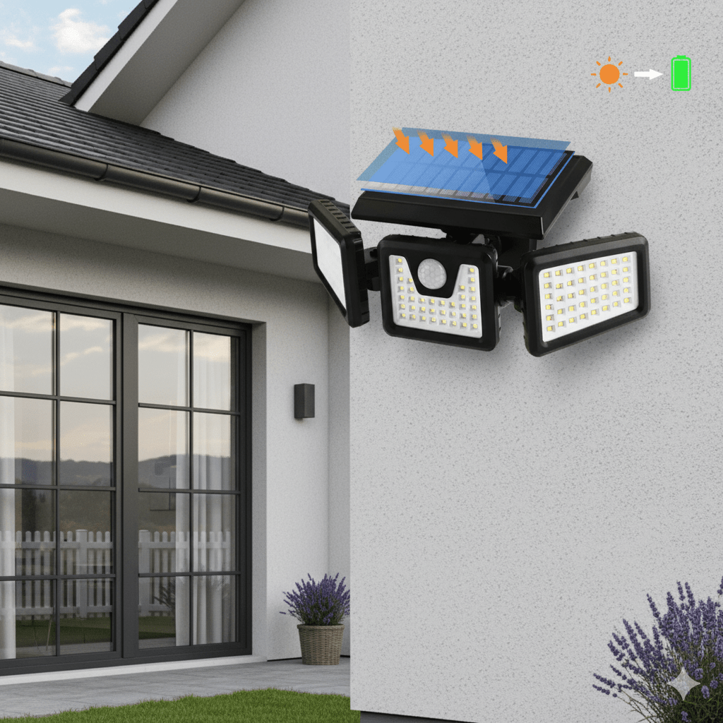 Skorter | SOLARMAX – 360° Rotating Triple Head Solar Security Wall Light