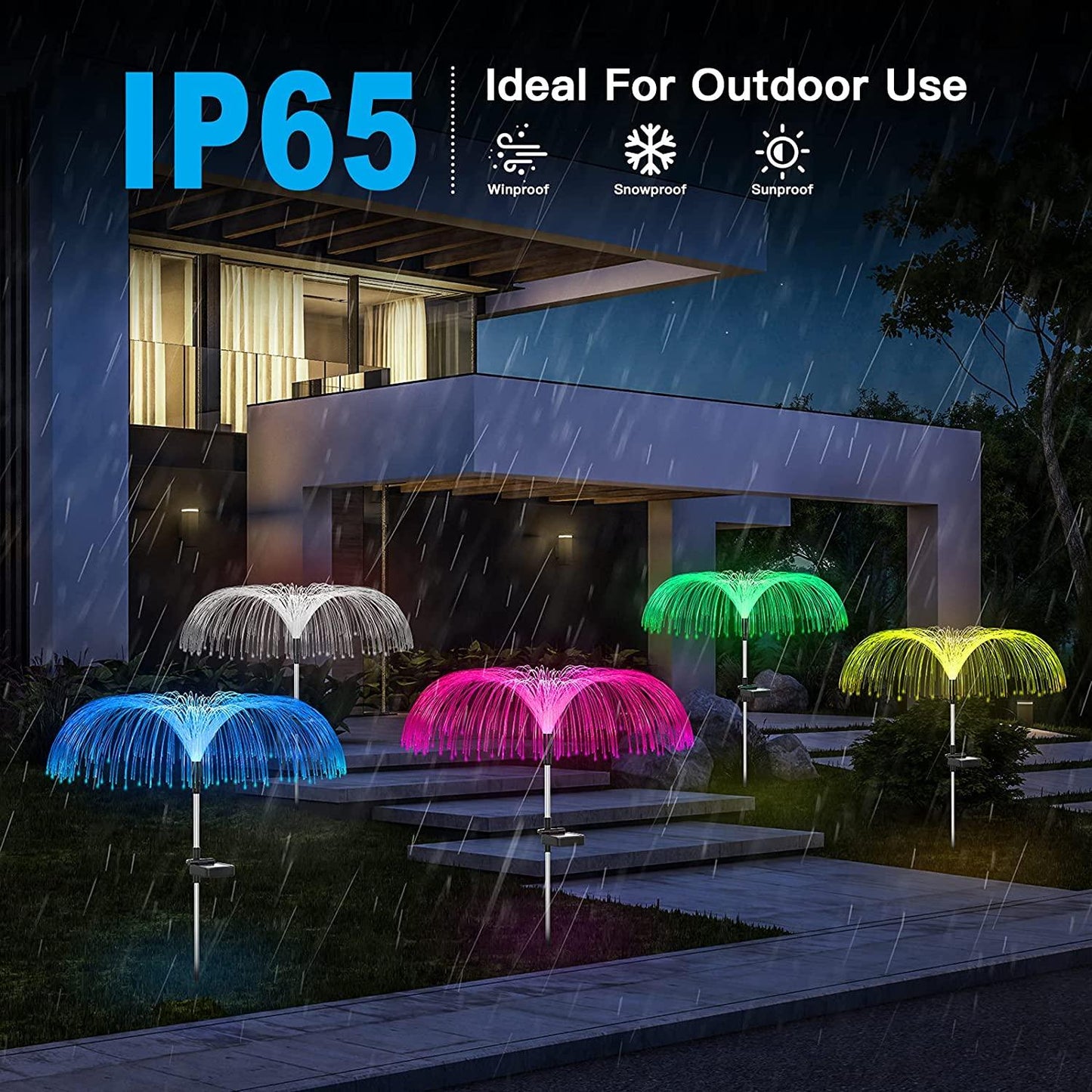 Skorter | Functional Outdoor Lights - Solar Fiber Optic Jellyfish Garden Lamp